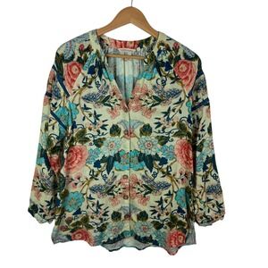 Soft Surroundings Floral Button Front Tunic Medium Multicolor Cottagecore Artsy